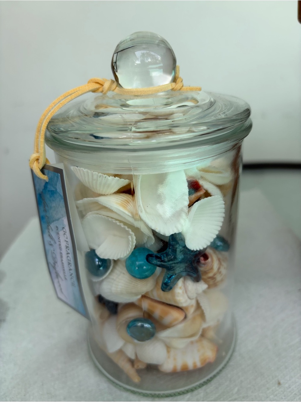 Coastal Shell Jar with Blue Accents - Decorative Home Accent - Picture 3 of 7
